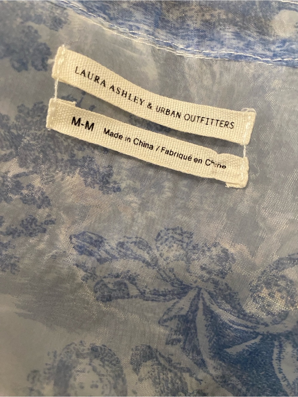 Laura Ashley & Urban Outfitters Sheer Blouse with Blue Toile Print - Picture 4 of 8